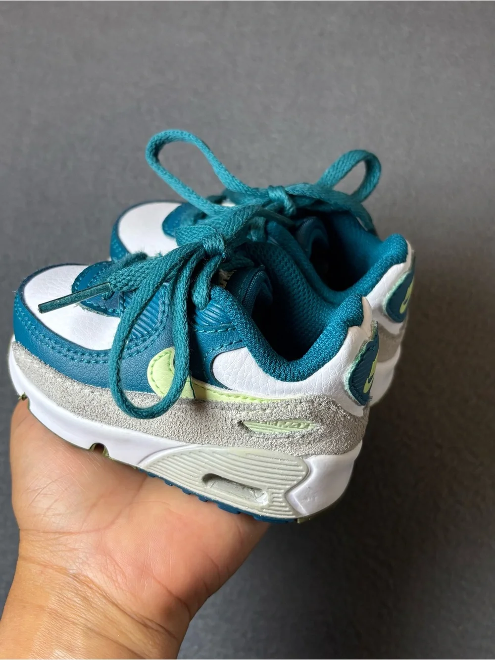 Nike Air Max 90 LTR White/Barely Volt toddler size 3C